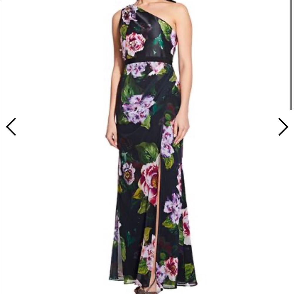 Adrianna Papell Floral One Shoulder Dress